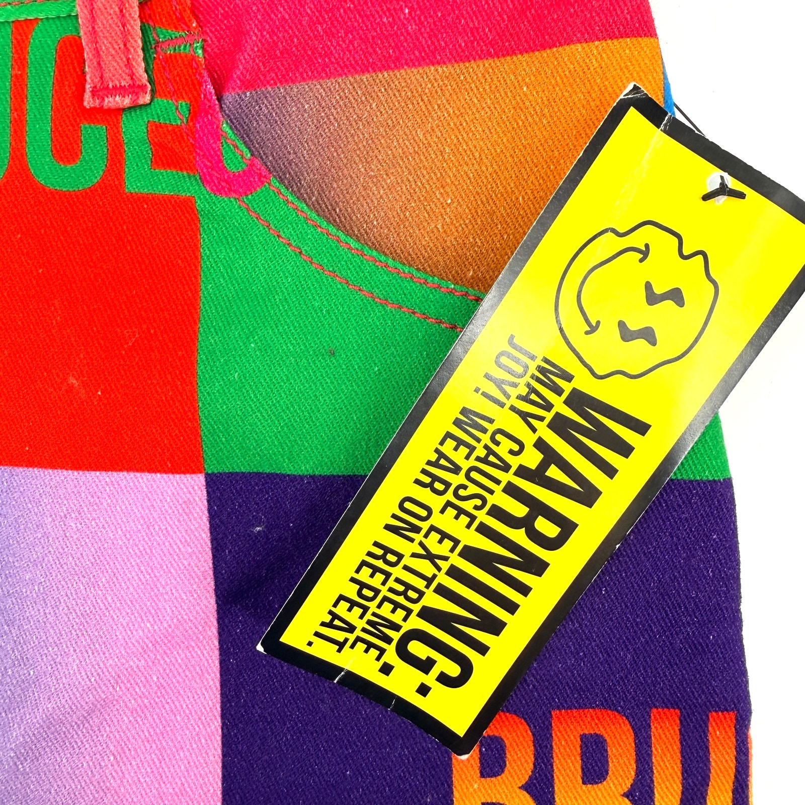 Bruceglen Colorblock Logo Mini Skirt Size 25 Pop Art Organic Cotton Denim — image 4 of 7